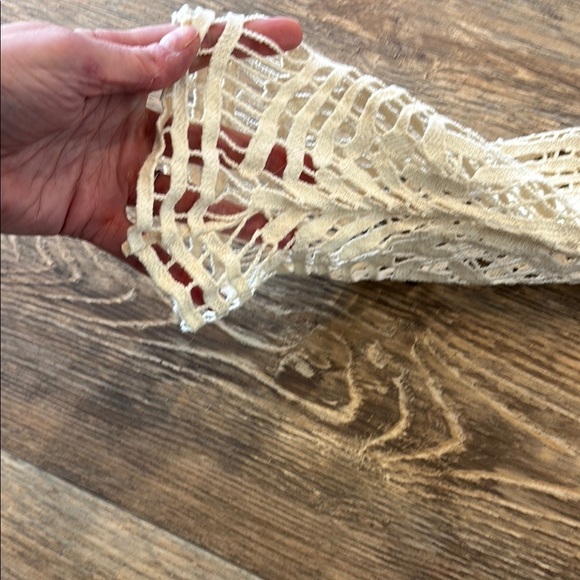 Ecote Anthropologie Studded Crochet Knit White Boho Top Lace 100% Cotton XS - Picture 9 of 12